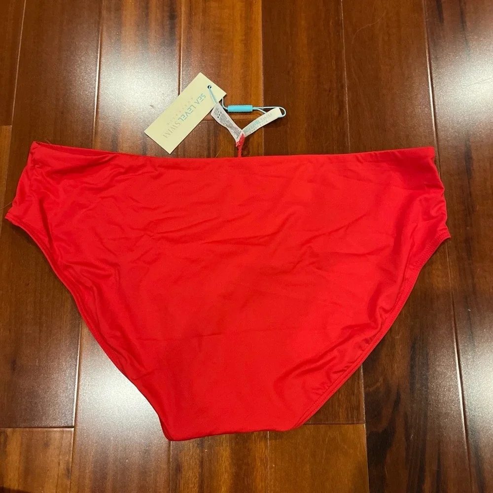 Sea Level Red Bikini Swim Bottom Essentials Mid Bikini Pant Solid New Size US 12